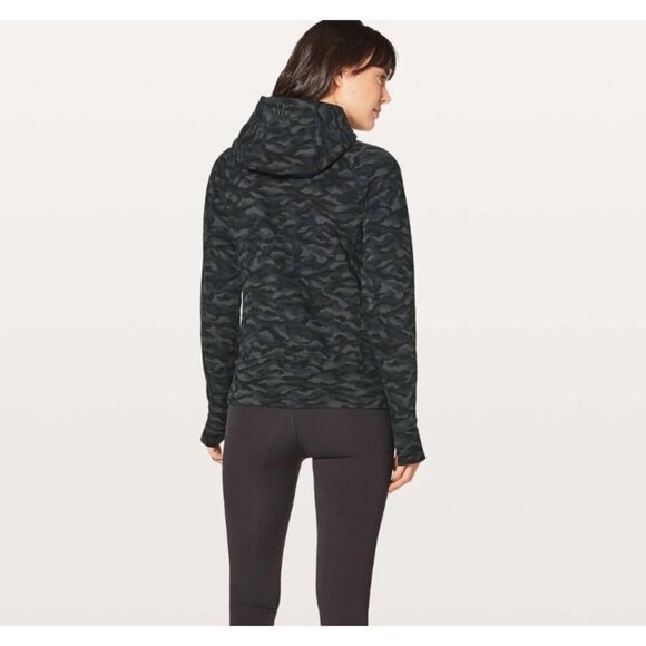Lululemon Scuba Hoodie Light Cotton Fleece Sequoia Camo Print Deep Coal Black 10 - Picture 2 of 8